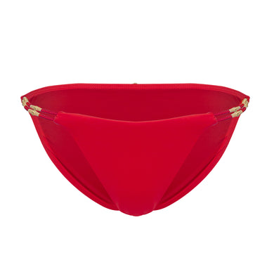 Solid Laura Detail Full Bottom Red - Bikini Bottom