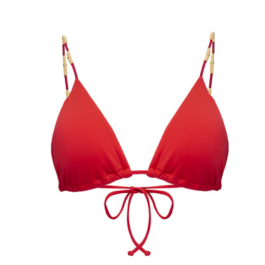 Solid Laura Tri Parellel Top Red - Bikini Top