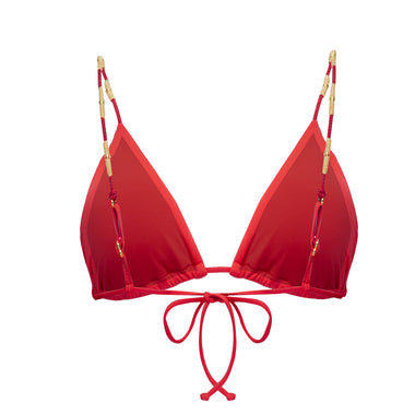 Solid Laura Tri Parellel Top Red - Bikini Top