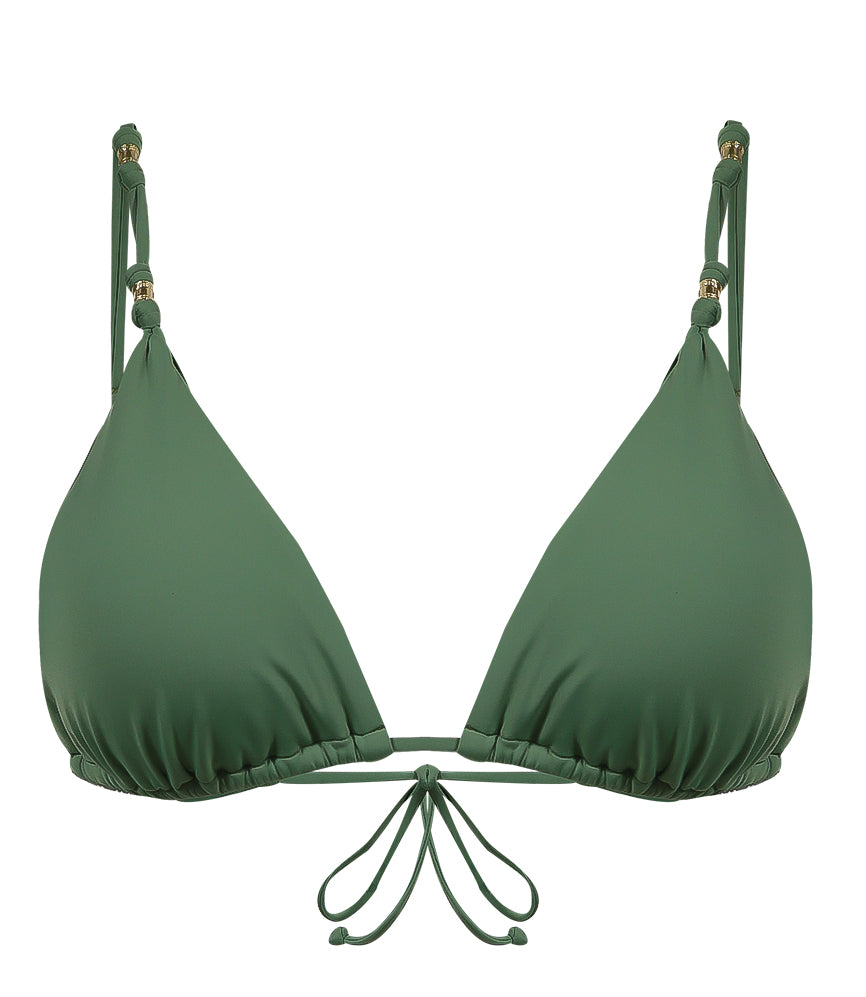 Load image into Gallery viewer, Solid Shaye Parallel Triangle Bikini Top Olive - Bikini Top
