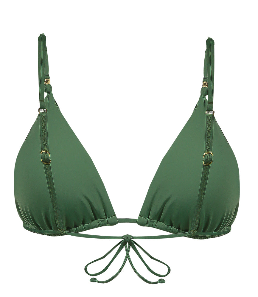 Load image into Gallery viewer, Solid Shaye Parallel Triangle Bikini Top Olive - Bikini Top
