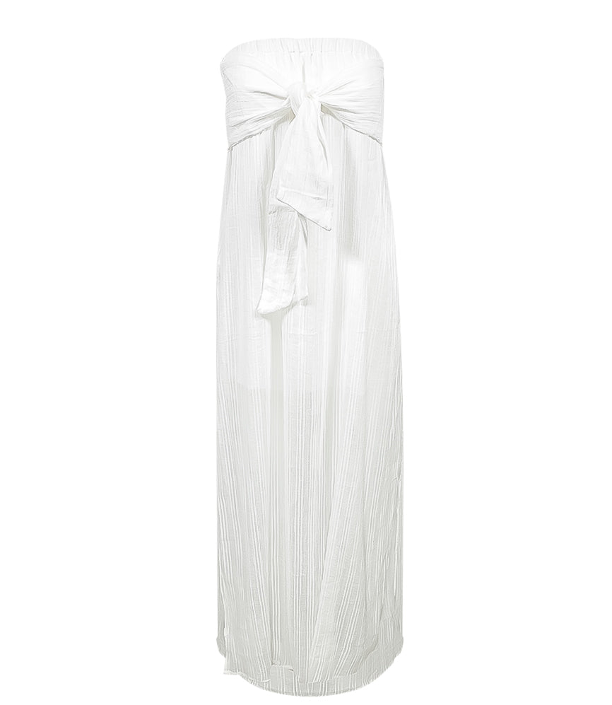Load image into Gallery viewer, Solid Tess Strapless Dress White - Dress
