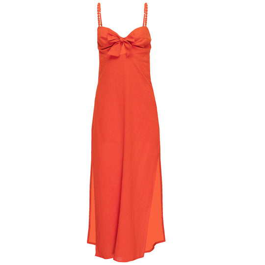 Solid Tricia Long Dress Coral