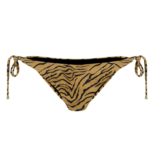 Tiger Long Tie Side BR Bottom Black - Bikini Bottom